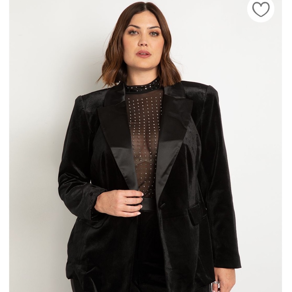 NWT Eloquii Velvet Tuxedo Blazer Black Onyx Size 22W